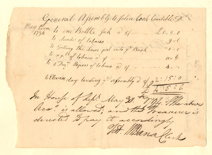 Pay Order for "General Assembly" - Connecticut Revolutionary War Bonds